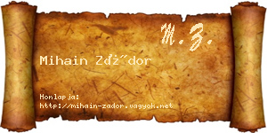 Mihain Zádor névjegykártya